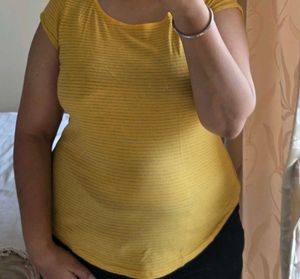 Yellow Striped Casual T-Shirt