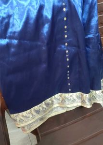 Royal Blue Art Silk Saree with Golden Zari Motif &amp;