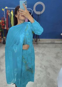 Beautiful Blue Kurta trouser chiffon dupatta