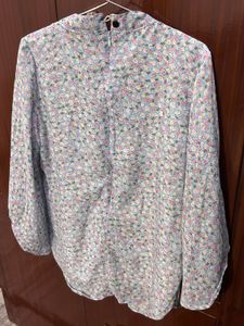 Floral Tie-Neck Blouse