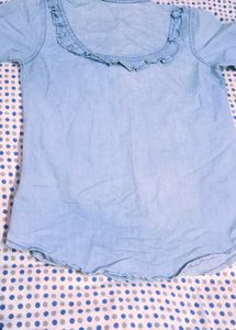 Stylish Blue Denim Ruffle Top and new jeans