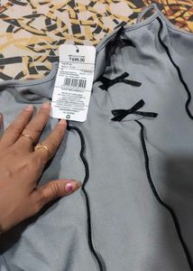 Comfy Grey Lace-Up Nightgown