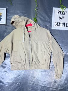 FOREVER 21 Beige Hooded Zip-Up Jacket