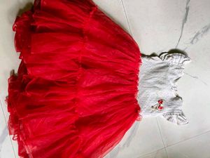 Red and white cute dress