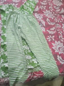 Green Striped Cotton suit