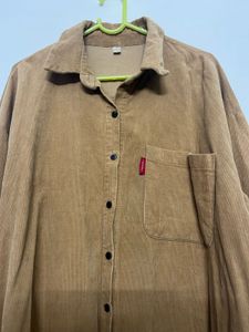 Brown Corduroy Button-Up Shirt