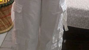 white cargo jeans