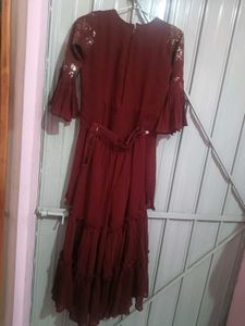 Maroon Embellished Kurta Set