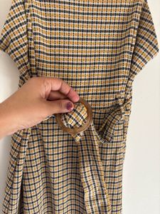 Plaid Mini Dress with Belt