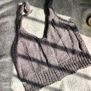I. Chic Knit Halter Crop Top