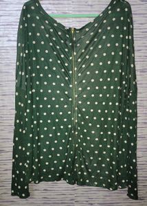 Green Polka Dot Long Sleeve Top