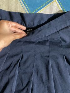 Navy Blue Pleated Skirt