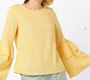 Vero Moda - Yellow Ruffle Sleeve Blouse