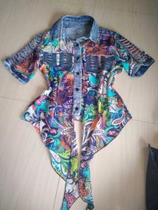 Bohemian Print Tie-Front Shirt