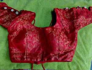 Vibrant Red Brocade Blouse