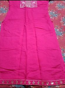 Embroidered Kurtas - Pink &amp; Olive Green