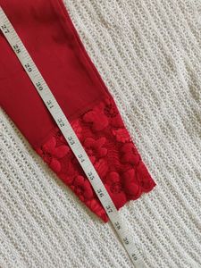 ZOLA Red Leggings with Lace Trim