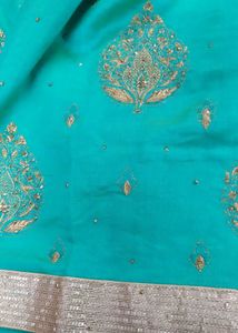 Teal &amp; Gold Sari