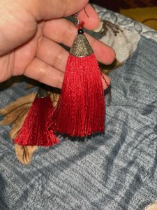 Red Tassel Earrings