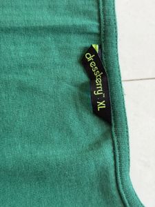 Green Ribbed Knit Dress with Embellished Shoulders