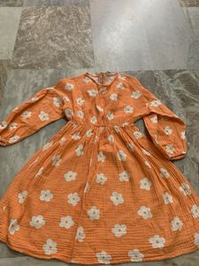 Cute Orange Floral Dress