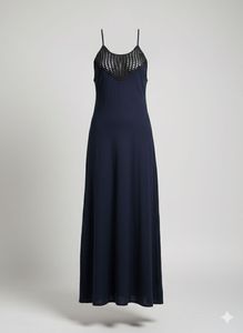 Navy Maxi Dress with Crochet Neckline