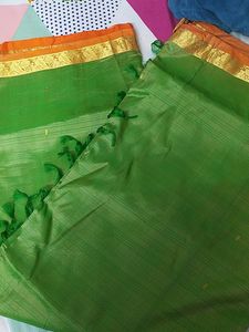 Pure Silk Parrot Green Saree