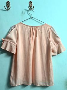 New Peach Lace Sleeve Top