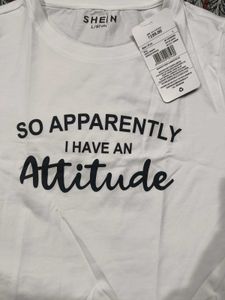 SHEIN White "Attitude" Graphic Tee