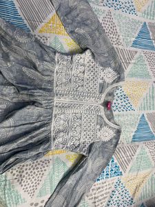Stylish Grey Paisley Print Kurta