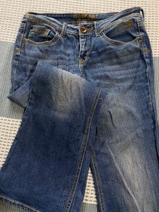 Mid Waist Blue Denim Jeans