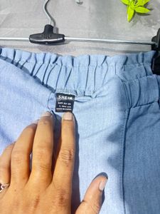 Light Blue Elastic Waist Pants