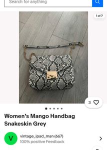 mng Snakeskin Print Chain Bag
