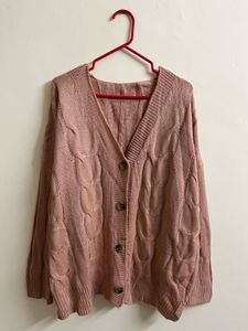 Dusty Rose Cable Knit Cardigan