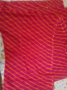 Vibrant Pink &amp; Orange Striped Saree