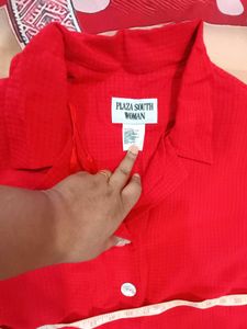 Red Formal Calf length Dress &amp; Leopard Print Top