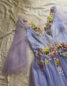 Elegant Lavender Gown with Floral Embellishments