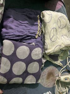 Purple Polka Dot Kurta Set with Dupatta