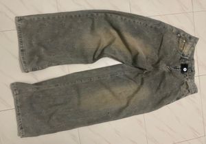 Vintage Cross Patterned Denim Jeans