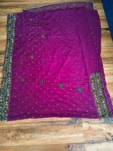 y2k purple heavy handwork saree..
