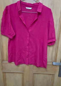 Vibrant Pink Short Sleeve Button-Up shirt