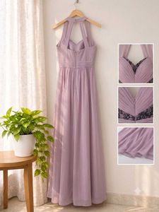 Elegant Lavender Halter Neck Gown