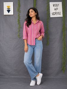 Pink Striped Button-Up Shirt