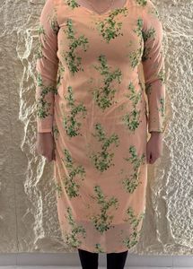 Peach Floral Print Kurta