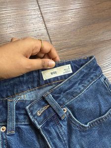 Classic Blue Denim Wide Leg Jeans