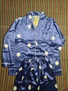 Chic Polka Dot Satin Pajama Set