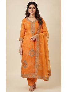 Orange Embellished Salwar Kameez Suit