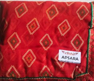 Elegant Red Saree with Golden Motifs