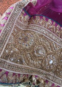 Stunning Pink &amp; Gold Embroidered Lehenga Choli