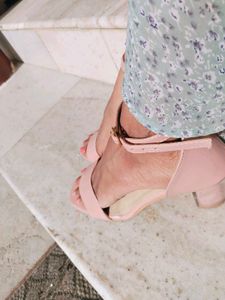 Pink transparent glass Sandals size 6